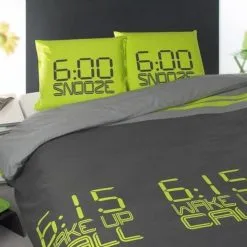 Dekbedovertrek Dick Wake Up Groen|Antra 240x220 Cm Flanel