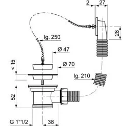Wirquin Afvoerplug D50mm Voor Wastafel Met Overloop En Ketting -meubels winkel product 804235
