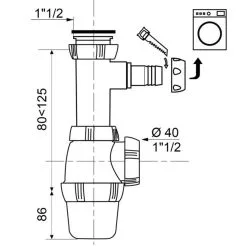 Wirquin Sifon Voor Wastafel Wit 6/4 - D40mm - Met Vaatwasaansluiting -meubels winkel product 804243