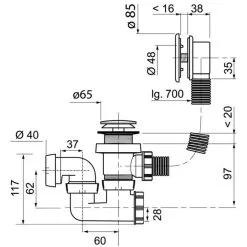 Wirquin Badafvoer Quick-Clac D40 60L/min - Verchroomd -meubels winkel product 804260