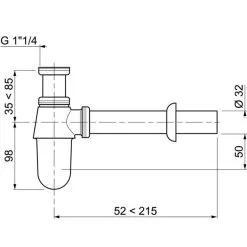 Wirquin Sifon Voor Wastafel Verchroomd Diam 32 Mm - Met Muuruitgang -meubels winkel product 804363