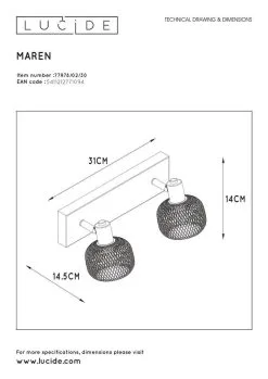 Lucide Maren Spot Dubbel Zwart 2x E14 Socket 13 Lucide Maren Spot Dubbel Zwart 2x E14 Socket -meubels winkel product 808716