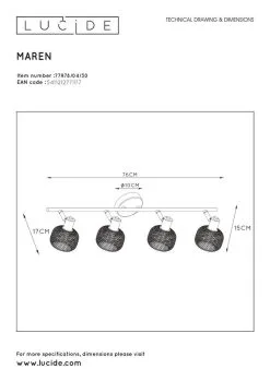 Lucide Maren Spot 4x Zwart 4x E14 Socket 13 Lucide Maren Spot 4x Zwart 4x E14 Socket -meubels winkel product 808727