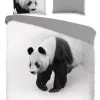 Good Morning Dekbedovertrek Panda Grijs 240x220 Cm Microvezel