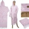 Badjas Fouta Hamam L Roze/Wit
