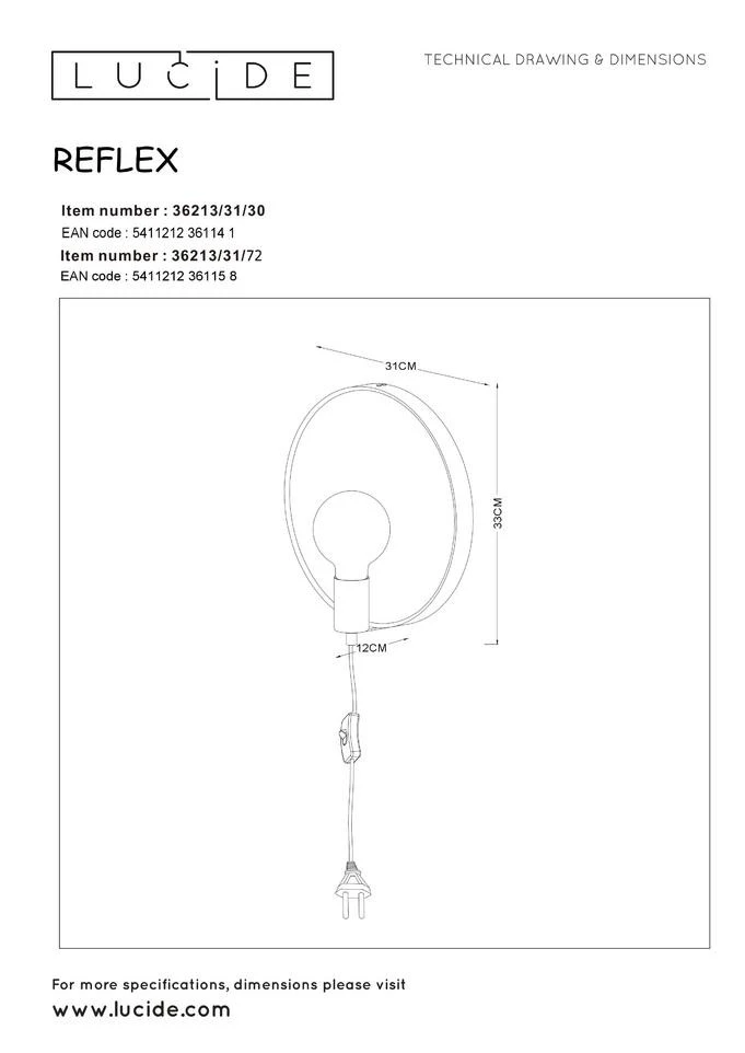 Lucide Reflex Spiegellamp Zwart 1x E27 Socket 7 Lucide Reflex Spiegellamp Zwart 1x E27 Socket - Afbeelding 5