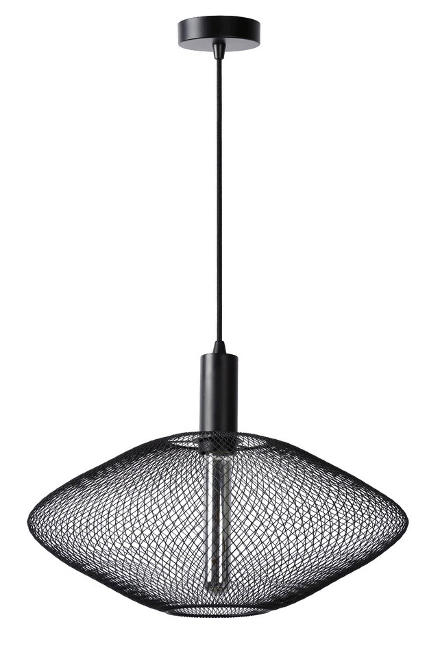 Lucide Mesh Hanglamp Zwart 1x E27 Socket - Diameter 45cm 4 Lucide Mesh Hanglamp Zwart 1x E27 Socket - Diameter 45cm - Afbeelding 2