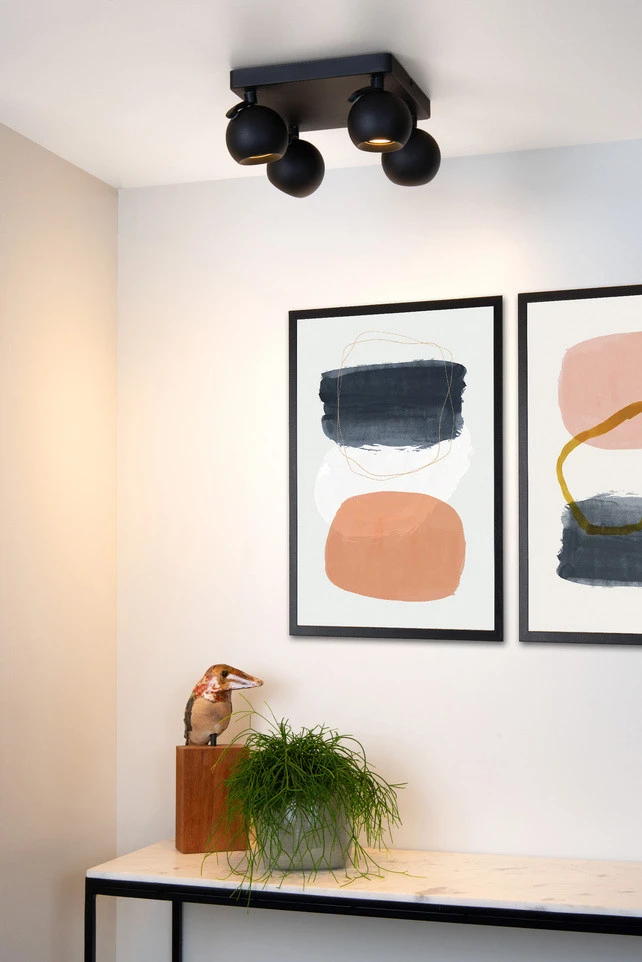 Lucide Favori Plafondspot Zwart 4x GU10 Socket - Vierkant 4 Lucide Favori Plafondspot Zwart 4x GU10 Socket - Vierkant - Afbeelding 2