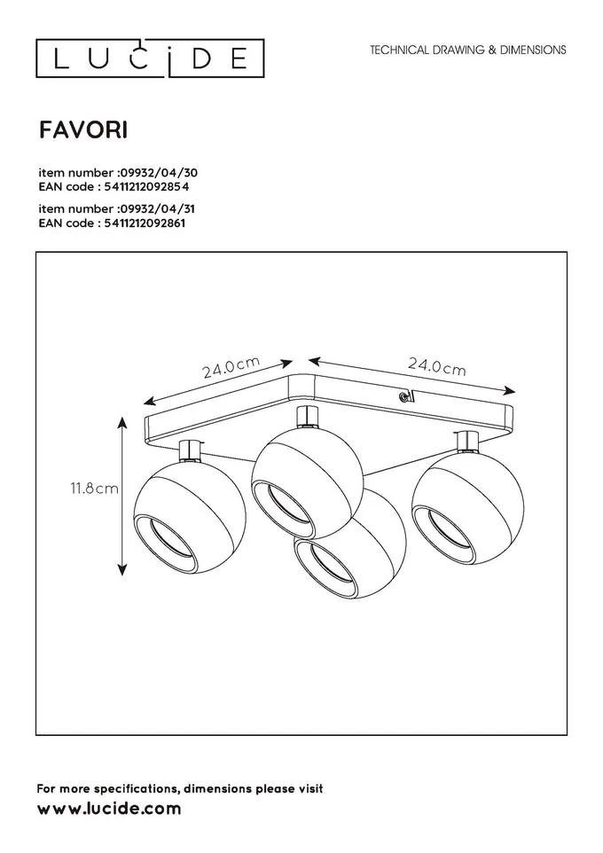 Lucide Favori Plafondspot Zwart 4x GU10 Socket - Vierkant 5 Lucide Favori Plafondspot Zwart 4x GU10 Socket - Vierkant - Afbeelding 3