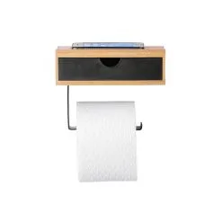 Wenko Bambusa Toiletrolhouder Planchet Bamboe/zwart -meubels winkel product 874256