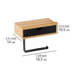 Wenko Bambusa Toiletrolhouder Planchet Bamboe/zwart -meubels winkel product 874257