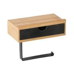 Wenko Bambusa Toiletrolhouder Planchet Bamboe/zwart