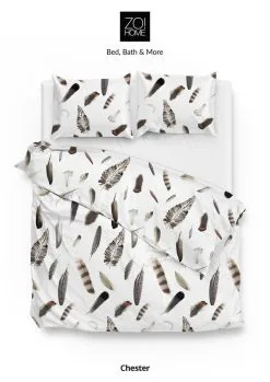 Zo! Home Zo!Home Dekbedovertrek Chester Veren Wit|Bruin 200x220 Cm Flanel