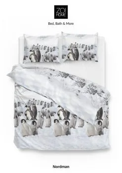 Zo! Home Zo!Home Dekbedovertrek Nordman Pinguin 240x220 Cm Flanel White