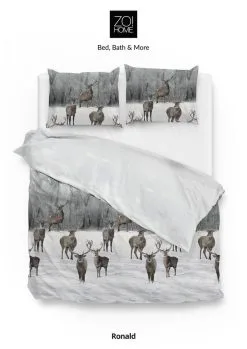 Zo! Home Zo!Home Dekbedovertrek Ronald Herten 240x220 Cm Flanel Wit|Grijs