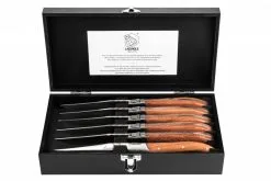Laguiole Steakmes Luxury Line Set 6 Stuks - Pakka Rose - In Luxe Kist