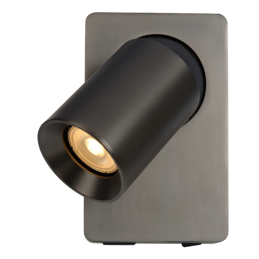 Lucide Nigel Wandspot Zwart Staal + USB 1x 5W GU10 Lamp 7 Lucide Nigel Wandspot Zwart Staal + USB 1x 5W GU10 Lamp - Afbeelding 5