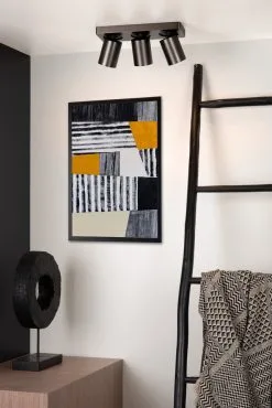 Lucide Nigel Plafondspot Zwart Staal 3x 5W GU10 Dim-to-Warm Lamp -meubels winkel product 881897