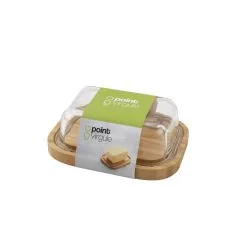 Point Virgule Point-Virgule Boterschaal Bamboe 16x13x6 Cm - Met Glazen Deksel