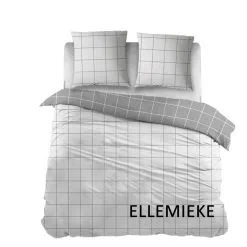 Carlina Dekbedovertrek Ellemieke Ruit Wit|Grijs 200x220 Cm Flanel -meubels winkel product 925147
