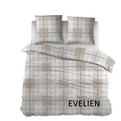 Carlina Dekbedovertrek Evelien Ruit Grijs|Beige 200x220 Cm Flanel -meubels winkel product 925167