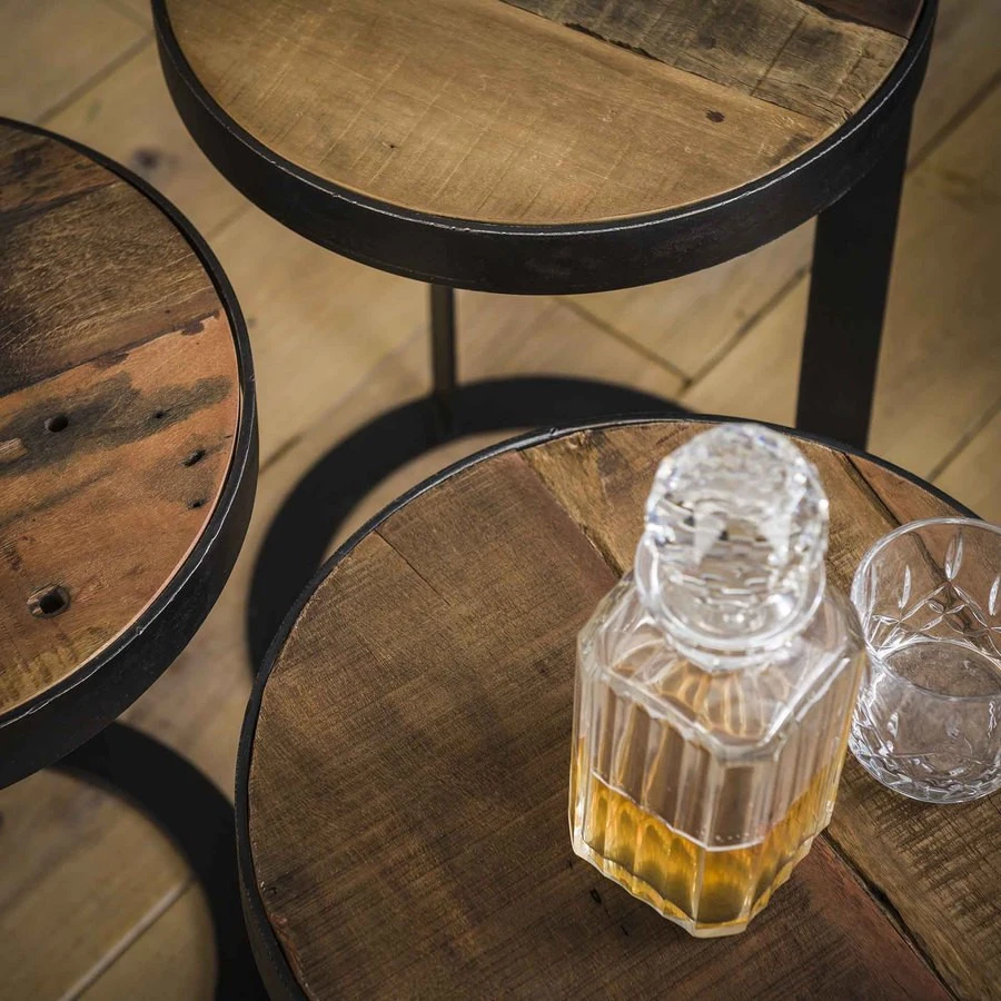 Bijzettafel Raft Set Per 3 Robuust Hardhout 4 Bijzettafel Raft Set Per 3 Robuust Hardhout - Afbeelding 2