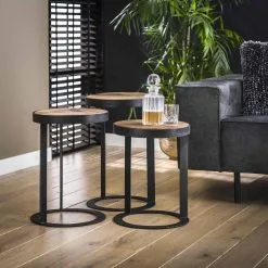 Bijzettafel Raft Set Per 3 Robuust Hardhout