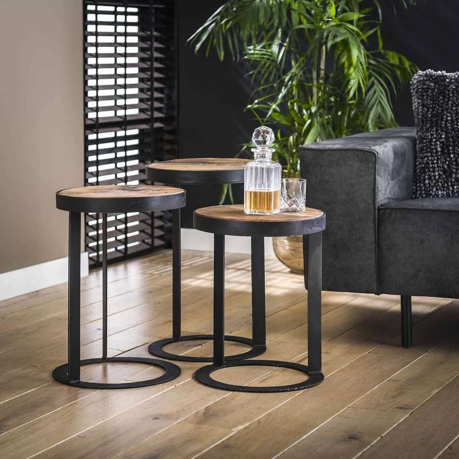 Bijzettafel Raft Set Per 3 Robuust Hardhout 3 Bijzettafel Raft Set Per 3 Robuust Hardhout