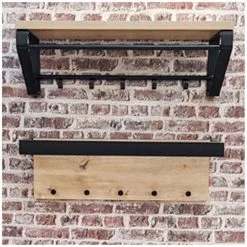 Wandkapstok Felipe 70x24x25cm Eik - Zwart -meubels winkel product 939605