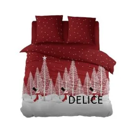 Carlina Dekbedovertrek Delice Sneeuwman Rood|Wit 140x220 Cm Flanel