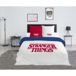 STRANGER TH. Stranger Things Dekbedovertrek Wit|Rood 240x220 Cm Katoen -meubels winkel product 956105