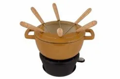 Cosy & Trendy Cosy&Trendy Fondueset Fontestic 18 Cm Gietijzer - Met 6 Vorkjes - Amber Gold