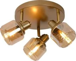 Lucide Bjorn Plafondspot Mat Goud 3xE14 Socket - 38 Cm