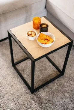 Bijzettafel 002 Industrieel 39x39x49cm Zwart - Beuk -meubels winkel product 971916