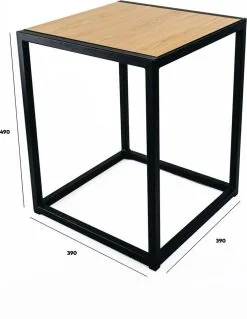 Bijzettafel 002 Industrieel 39x39x49cm Zwart - Beuk -meubels winkel product 971917