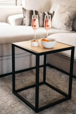 Bijzettafel 002 Industrieel 39x39x49cm Zwart - Beuk -meubels winkel product 971919