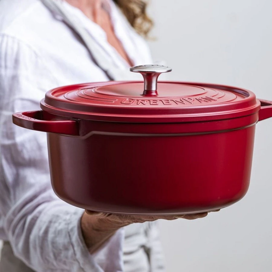Greenpan Stoofpot Featherweights 3.3 L 22 Cm - Met Deksel - Keramisch - Rood 4 Greenpan Stoofpot Featherweights 3.3 L 22 Cm - Met Deksel - Keramisch - Rood - Afbeelding 2