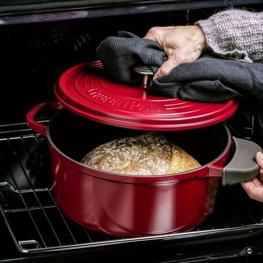 Greenpan Stoofpot Featherweights 3.3 L 22 Cm - Met Deksel - Keramisch - Rood 5 Greenpan Stoofpot Featherweights 3.3 L 22 Cm - Met Deksel - Keramisch - Rood - Afbeelding 3