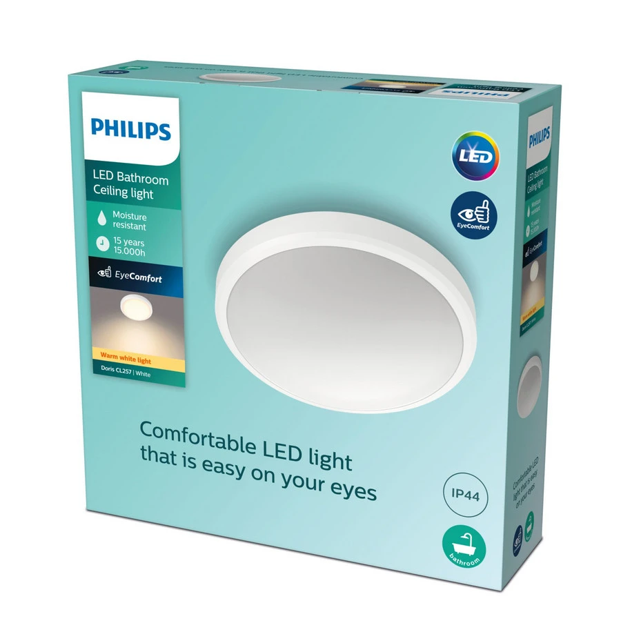 Philips Doris Plafondlamp Badkamer IP44 Wit - 17W - 2700K 4 Philips Doris Plafondlamp Badkamer IP44 Wit - 17W - 2700K - Afbeelding 2