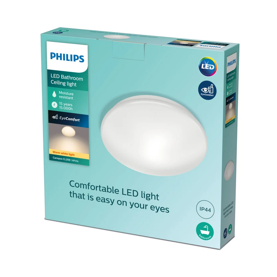 Philips Canoplus Plafondlamp Badkamer IP44 - Wit - 17W - 2700K 4 Philips Canoplus Plafondlamp Badkamer IP44 - Wit - 17W - 2700K - Afbeelding 2