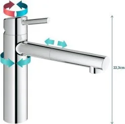 GROHE CONCETTO KEUKENMENGKRAAN HALFHOOG MET MOUSSEUR SILKMOVE - CHROOM -meubels winkel product 976153