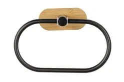 Wenko Orea Handdoekring Turbo-Loc Zwart/Bamboe -meubels winkel product 980471