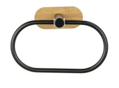 Wenko Orea Handdoekring Turbo-Loc Zwart/Bamboe -meubels winkel product 980473
