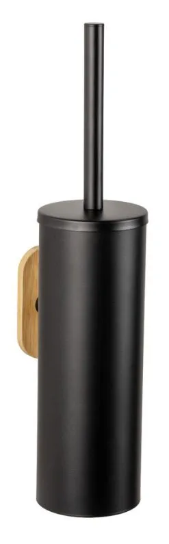 Wenko Orea Toiletborstel Met Houder Zwart/Bamboe - Turbo-Loc - Hoog Model