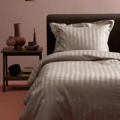 Damai Dekbedovertrek Linea Cement 140x220 Cm Satijn -meubels winkel product 981114