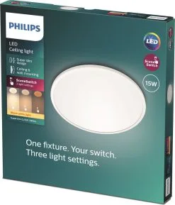 Philips Superslim Plafondlamp Wit Rond 25cm - 15W - SceneSwitch - 2700K -meubels winkel product 985992
