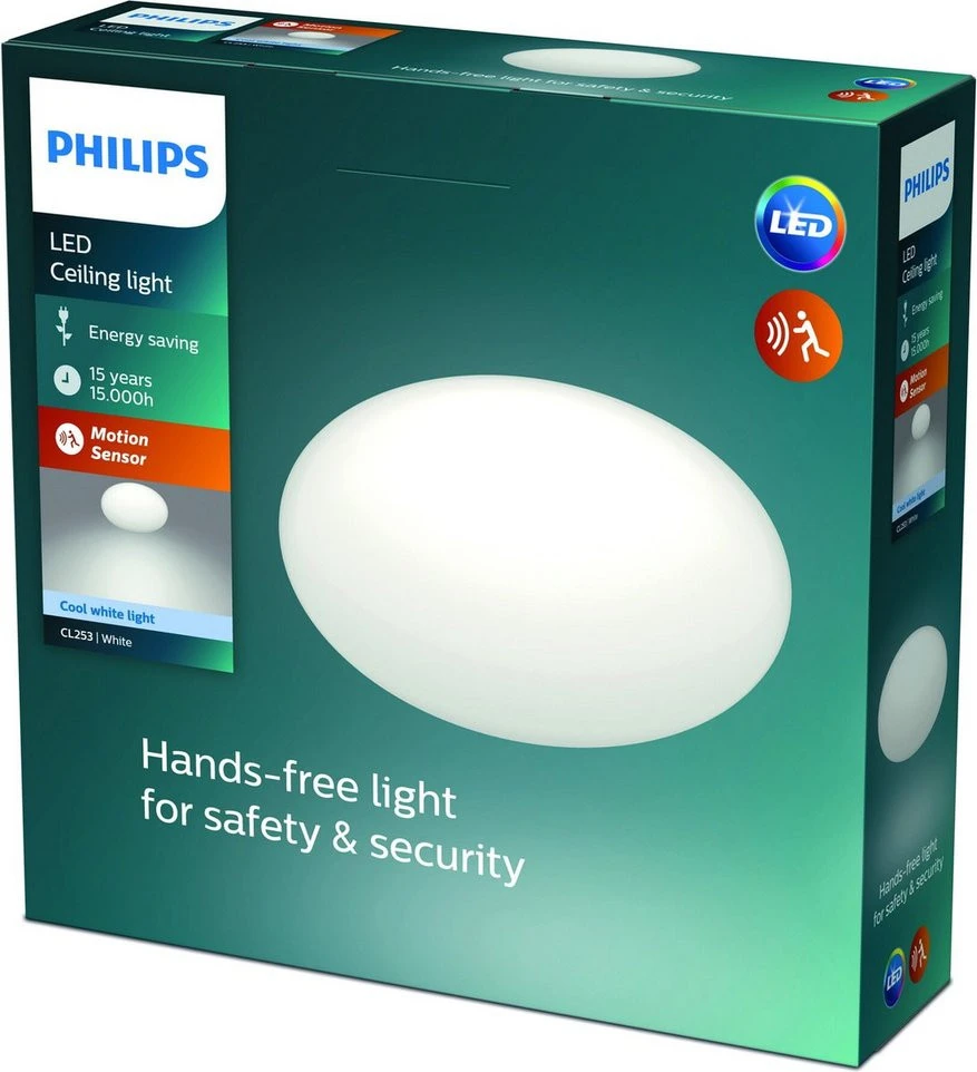 Philips Shan Plafondlamp Wit Met Sensor Rond 26cm - 12W - 4000K 4 Philips Shan Plafondlamp Wit Met Sensor Rond 26cm - 12W - 4000K - Afbeelding 2