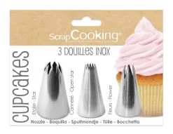 SCRAP COOKING ScrapCooking Spuitmondje Cupcakes Set 3 Stuks - RVS