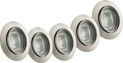 Twilight Inbouwspot GU10 5-pack Nickel 5x 5W 400 Lumen Lamp Inbegrepen